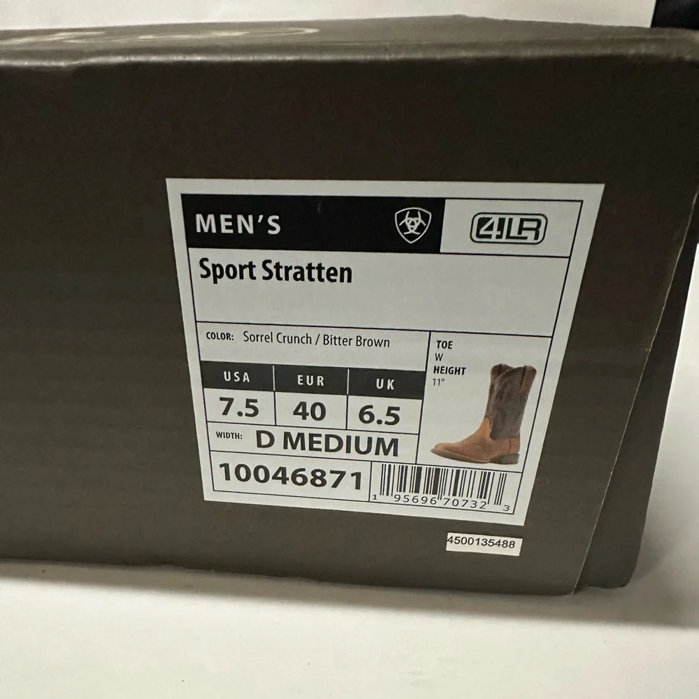 Ariat Men's Brown Sport Stratten Round Toe Cowboy Western Boots - Picture 10 of 10